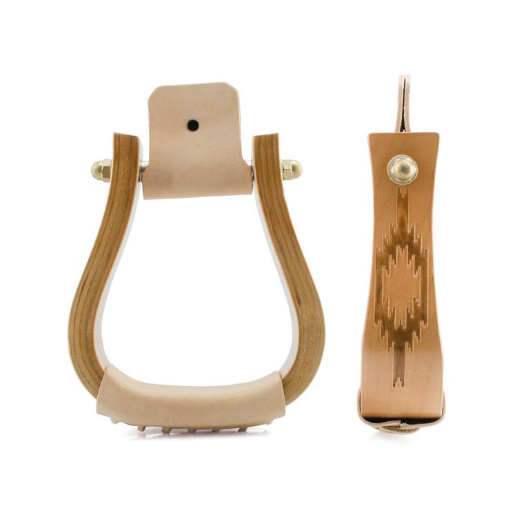 METALAB WOODEN WESTERN STIRRUPS WITH NAVAJO DESIGN