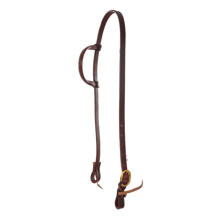 POOL'S BRIDLE 1 EAR ONE BUCKLE BRASS COLOR DARK BROWN