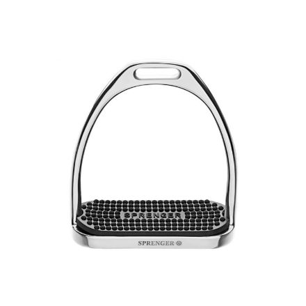 FILLIS STIRRUPS - STAINLESS STEEL, SIZE 120 MM WITH BLACK RUBBER PAD