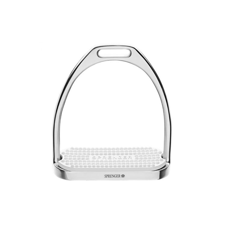 FILLIS STIRRUPS - STAINLESS STEEL, SIZE 120 MM WITH WHITE RUBBER PAD