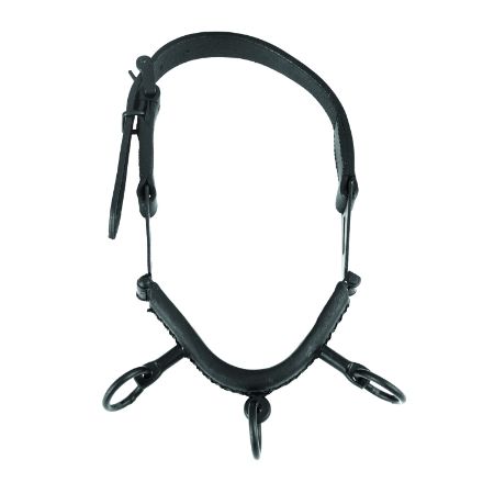 JM 3 RING NOSEBAND WITH LEATHER STRAP