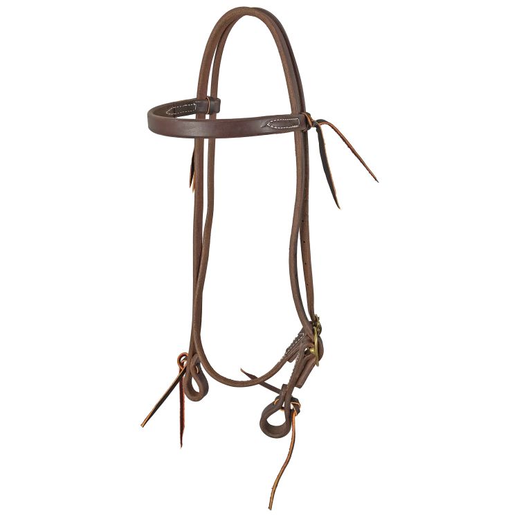POOL'S STREIGHT BROWBAND HEADSTALL WITH OILY LEATHER, ONE BRASS BUCKLE FOR ADJ