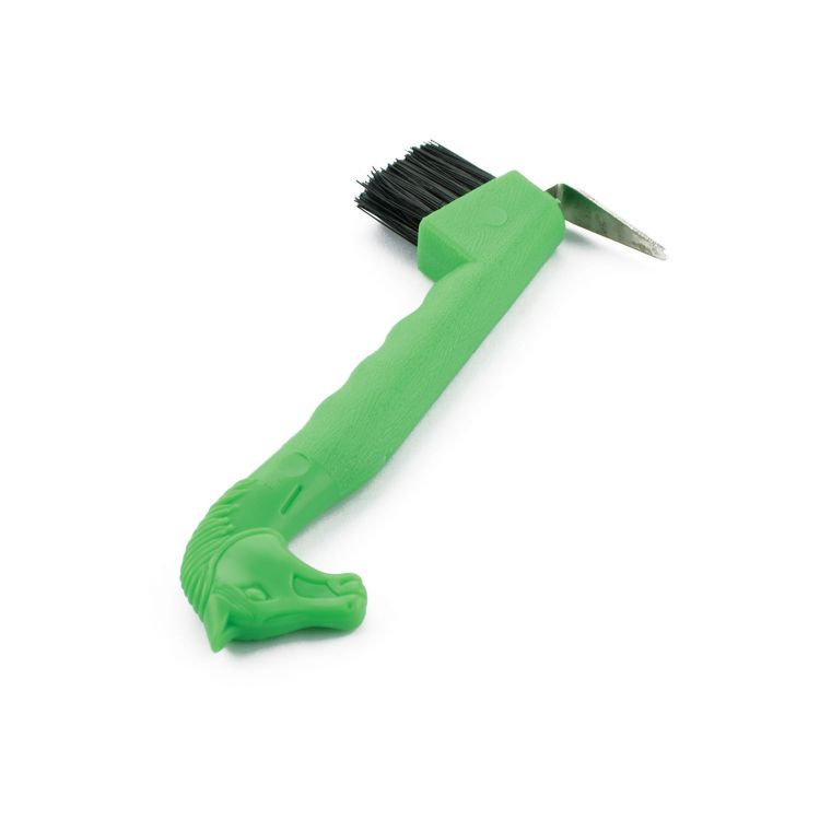 HORSE HEAD PLASTIC HOOF PICK WITH BRUSH