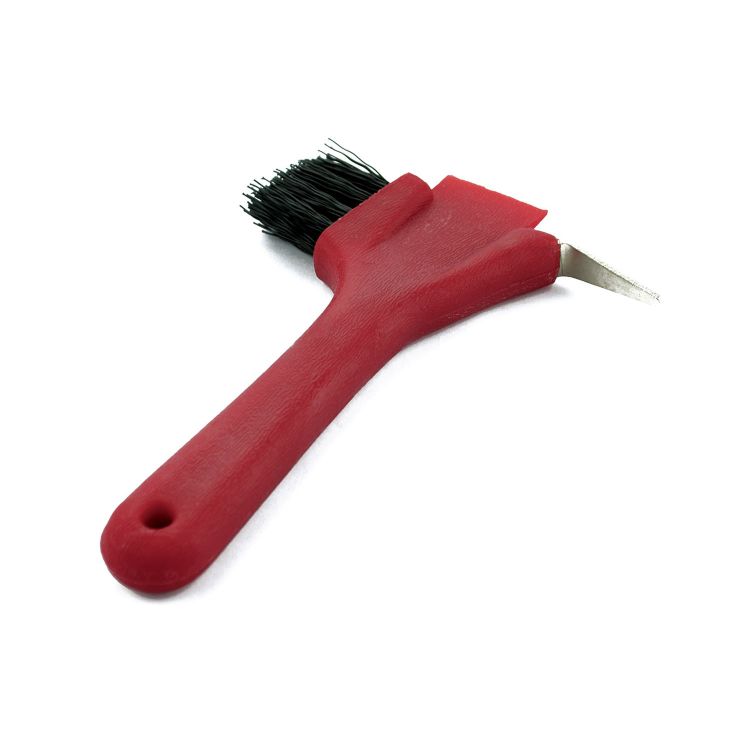 PLASTIC HOOF PICK WITH BRUSH & SCRAPER