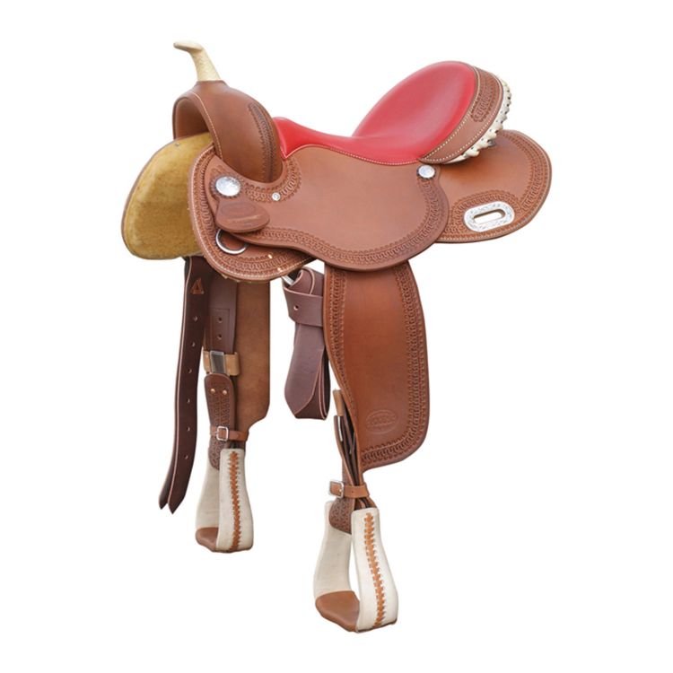 BARREL COLORED SEAT RAWHIDE 5020 POOL'S SADDLE RED SEAT