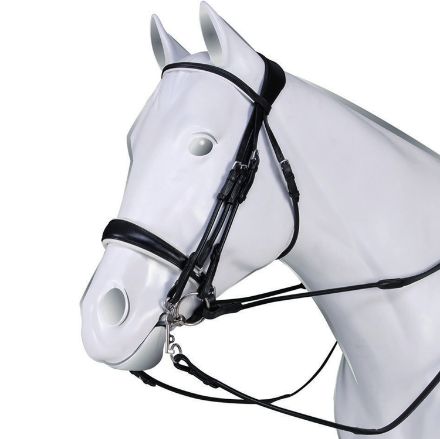 ACAVALLO GIOCONDA ROLLED LEATHER DOUBLE REINS BRIDLE