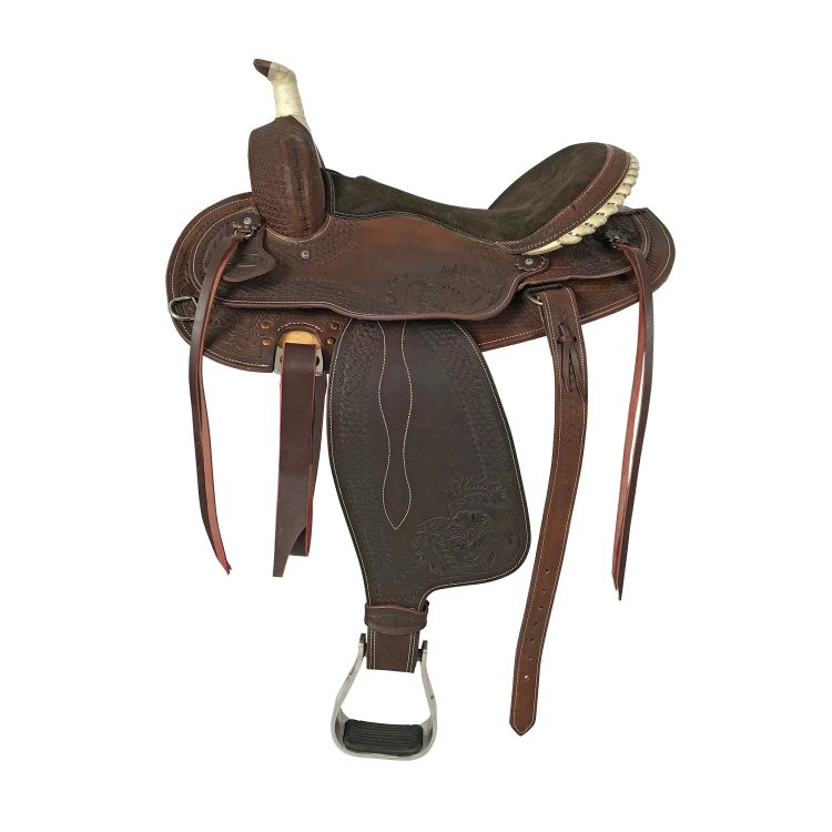 LAKOTA WESTERN SADDLE ROUND SKIRT ENGRAVED AND WITH SILVER WIRE