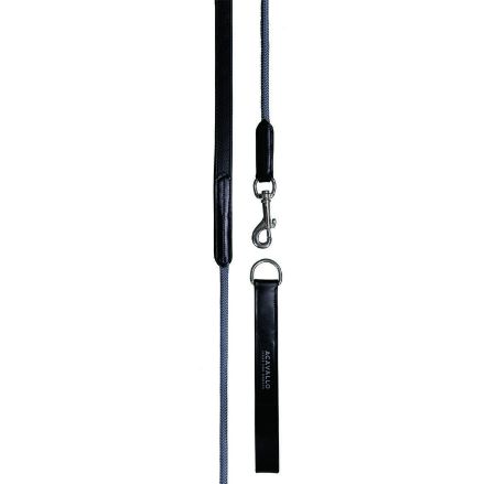 ACAVALLO SOFT LEATHER DRAW REINS WITH ROUND NYLON ROPE