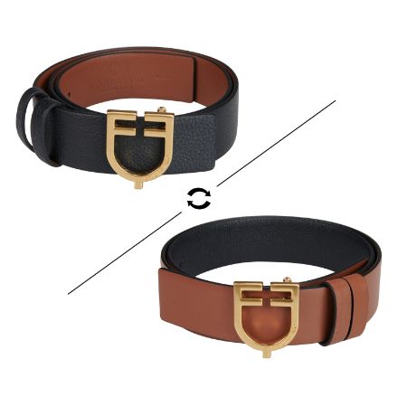 DOUBLE-FACE SMOOTH LEATHER BELT WITH LOGO BUCKLE