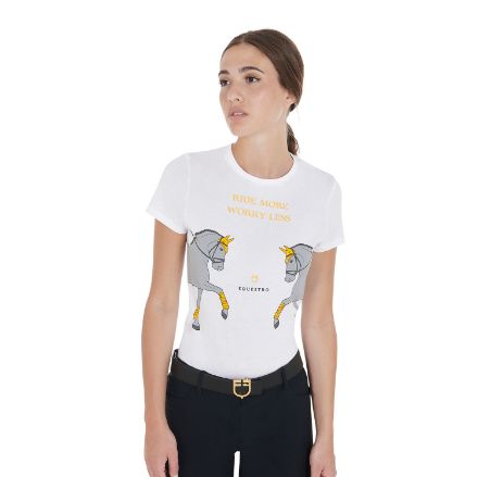 Women's slim fit t-shirt with horse print