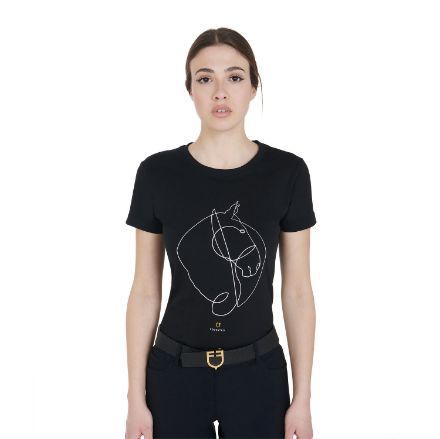 Women's slim fit t-shirt horse sketch