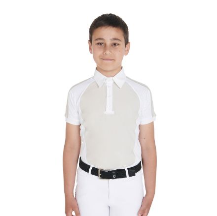 Boys' slim fit competition polo shirt four-buttons