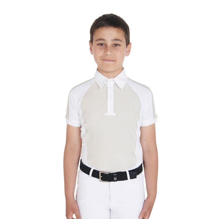 Boys' slim fit competition polo shirt four-buttons
