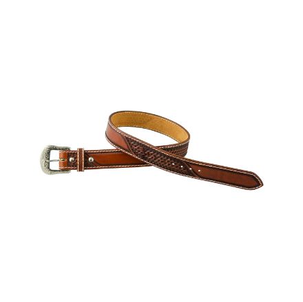 POOL'S WESTERN LEATHER BELT WITH BASKET TOOLING
