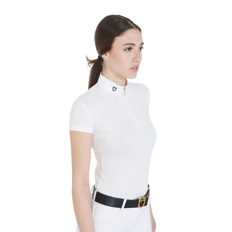 Women's slim fit micro perforated competition polo shirt