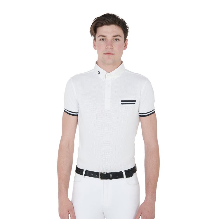 Men's slim fit competition polo shirt with black inserts