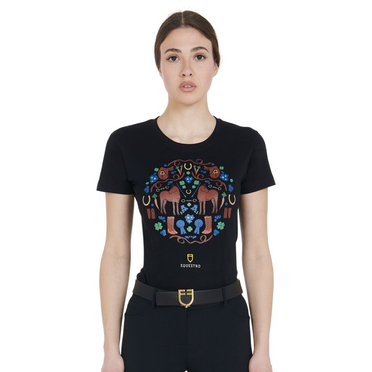 Women's slim fit t-shirt with stable decorations