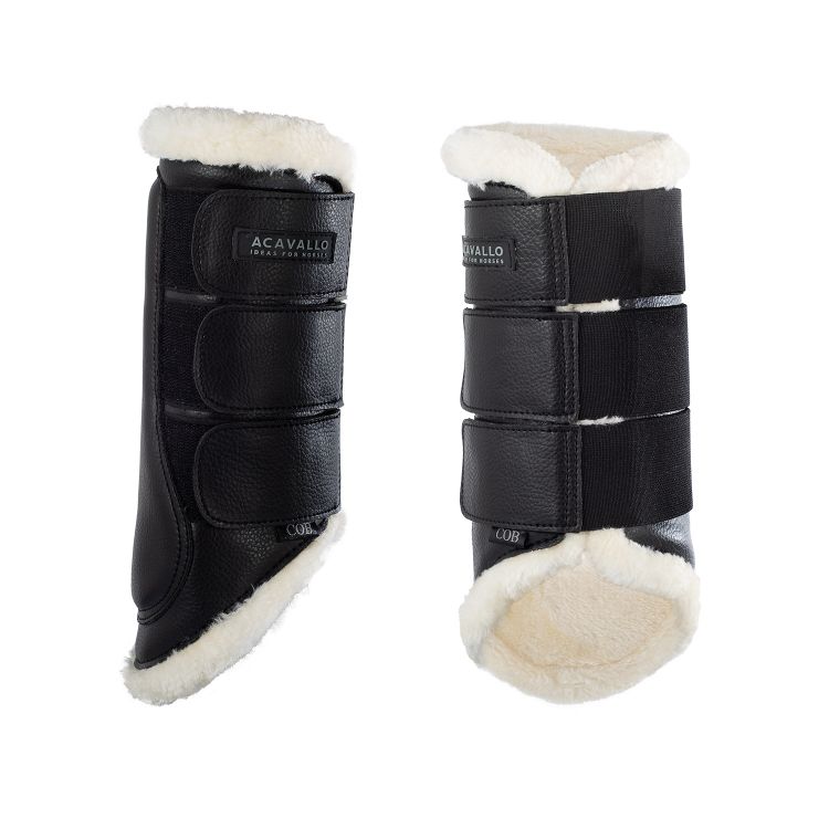 ACAVALLO ECO-LEATHER HIND BRUSHING HORSE BOOTS WITH TRIPLE VELCRO FASTENING