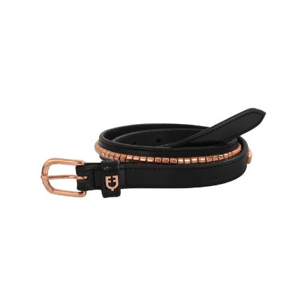 Leather belt with rose gold clincher