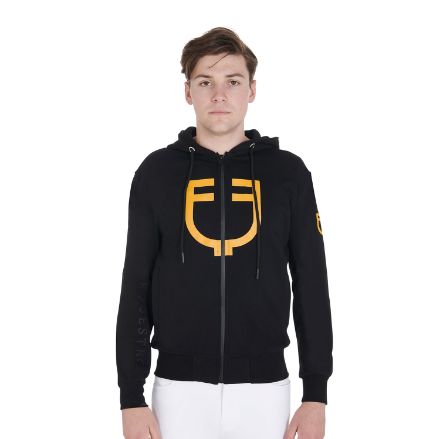 Men's cotton sweatshirt with zip and hood with drawstrings
