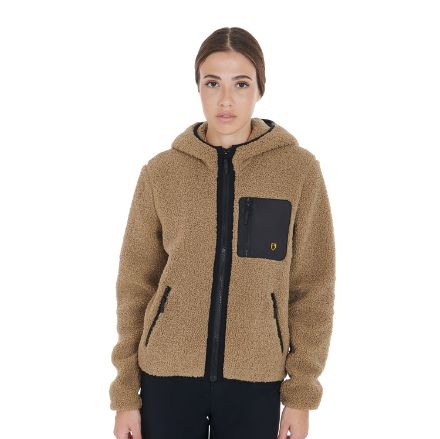Women's sweatshirt in curly fleece with front pocket