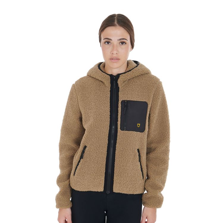 Women's sweatshirt in curly fleece with front pocket