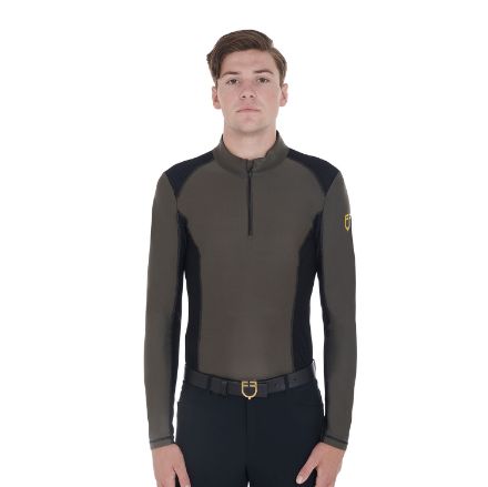 Men's slim fit long-sleeved training polo shirt