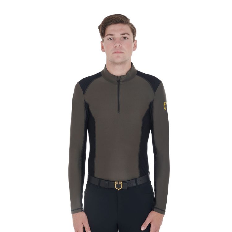 Men's slim fit long-sleeved training polo shirt