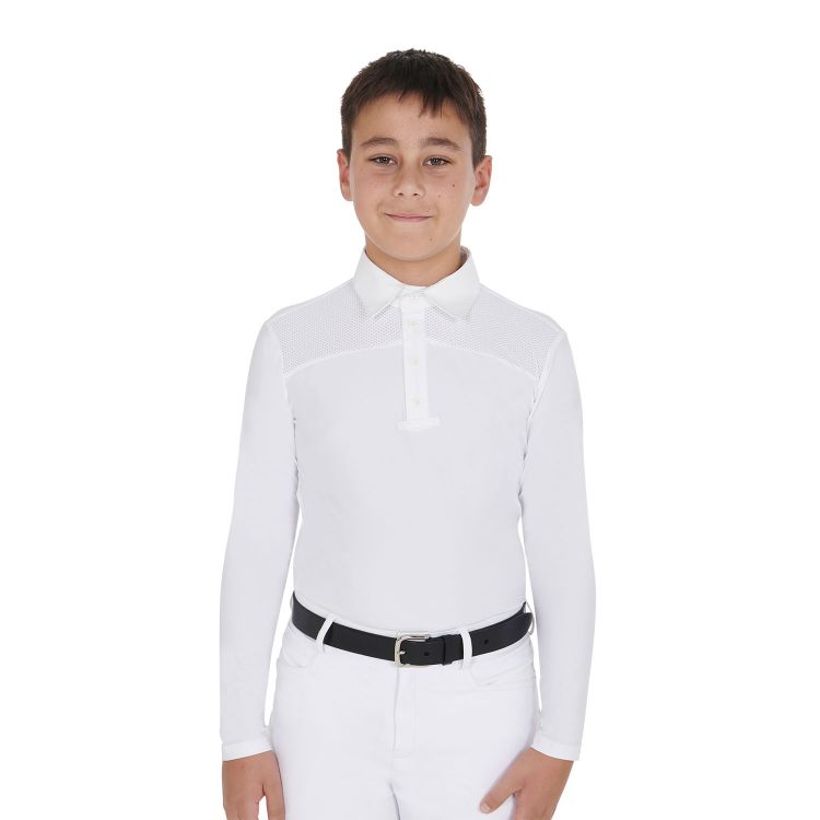 Boys' long-sleeved polo shirt with buttons