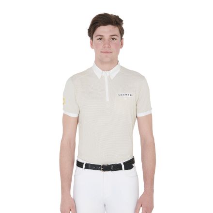 Men's slim fit competition polo shirt mesh fabric