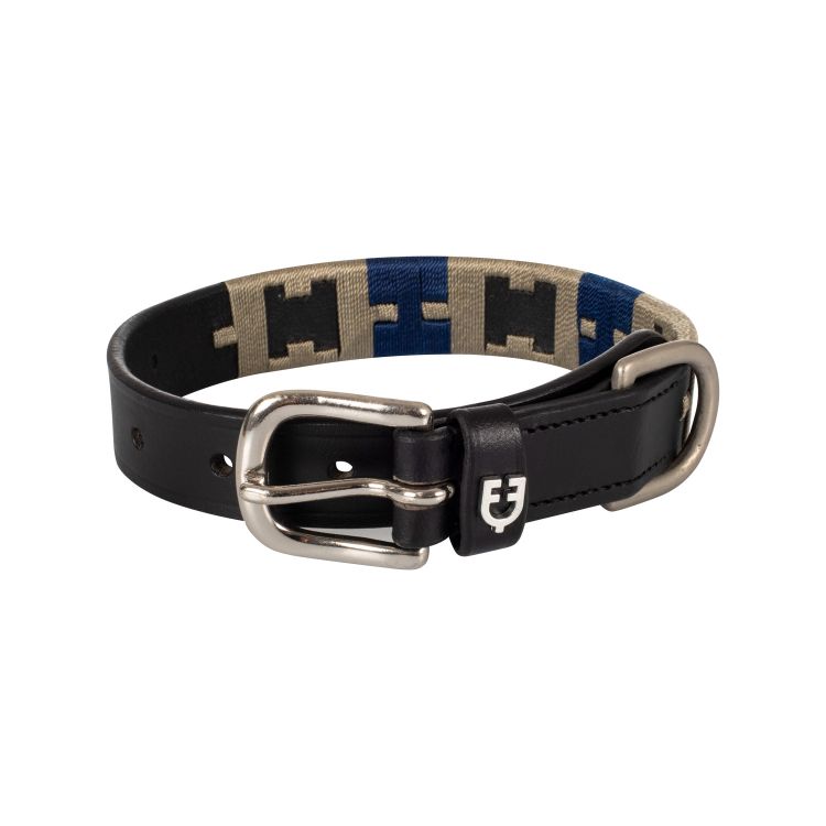 Leather dog collar with geometric pattern
