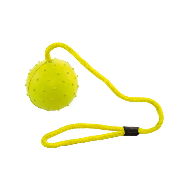 RUBBER BALL WITH ROPE 8.5 CM