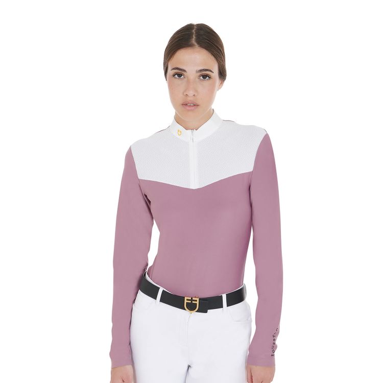 Women's competition polo shirt in technical and mesh fabric