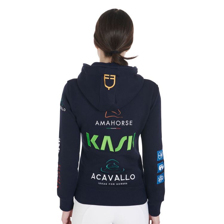 Women's sweatshirt with multi-logo hood