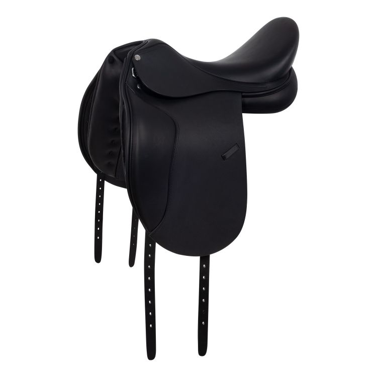 Leather dressage saddle with removable blocks