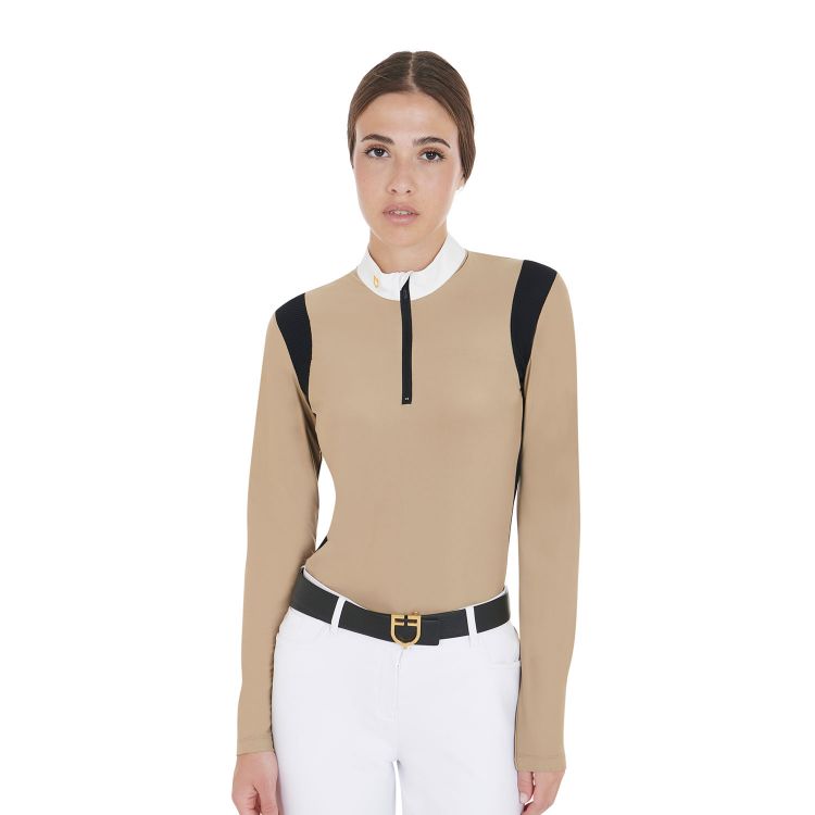 Women's slim fit polo shirt in technical fabric