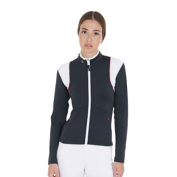 Women's sweatshirt in technical fabric with perforated inserts