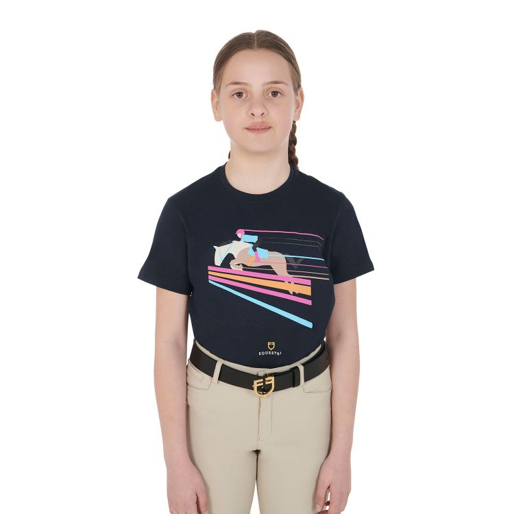 Girls' slim fit T-shirt with colorful jumping print