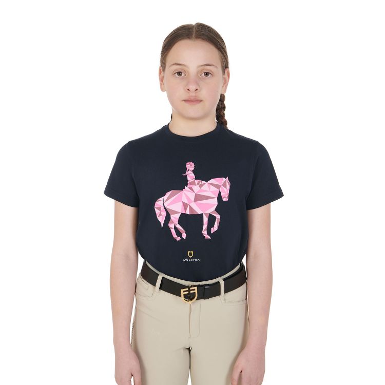 Girls' slim fit T-shirt with colorful dressage design