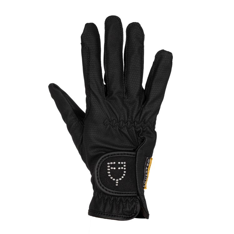 Women's gloves in soft technical fabric with glitter logo