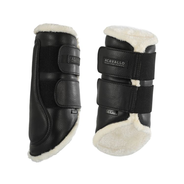 ACAVALLO ECO-LEATHER FRONT BRUSHING HORSE BOOTS WITH DOUBLE VELCRO FASTENING