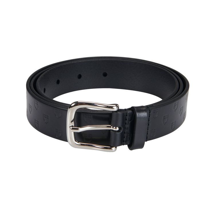 Leather belt with logo