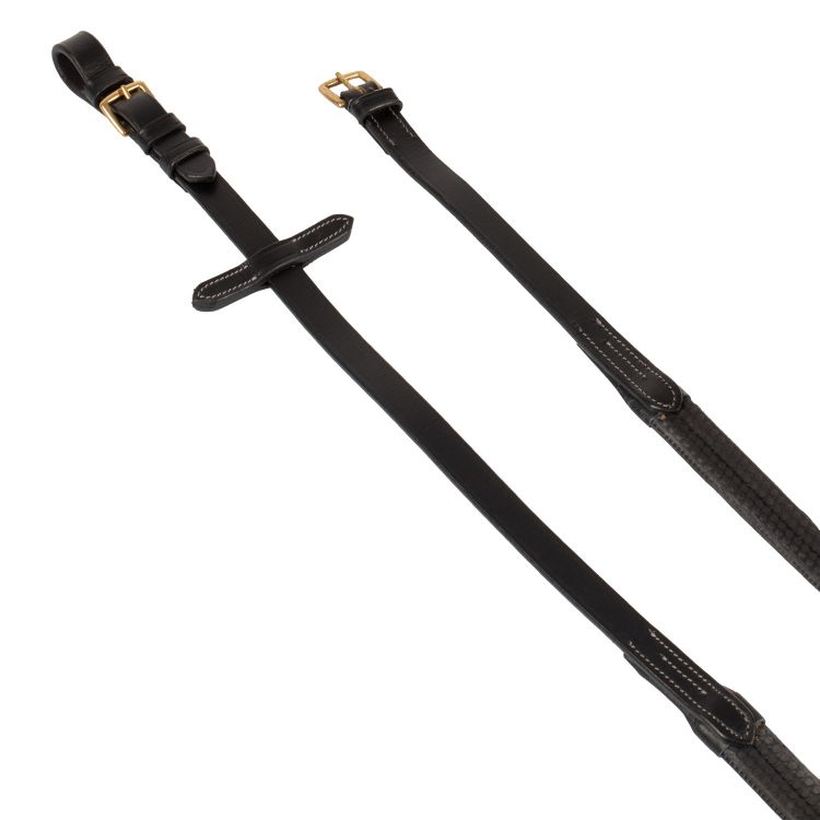 LEATHER AND RUBBER REINS BRASS FITTING (1.6CM)