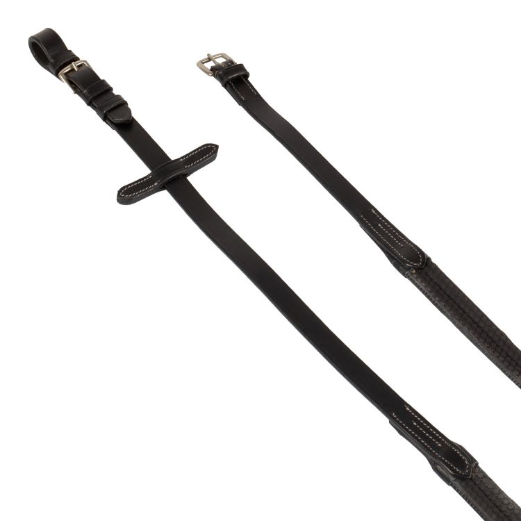 LEATHER AND RUBBER REINS SILVER FITTING (1.6CM)