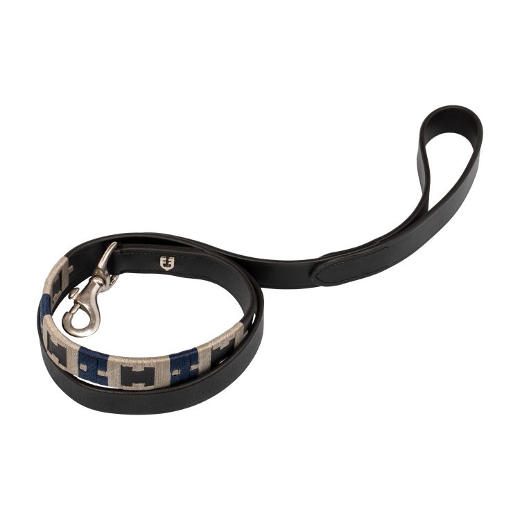Leather dog leash with geometric pattern