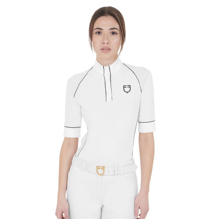 Women's slim fit short sleeved buttoned  competition polo shirt