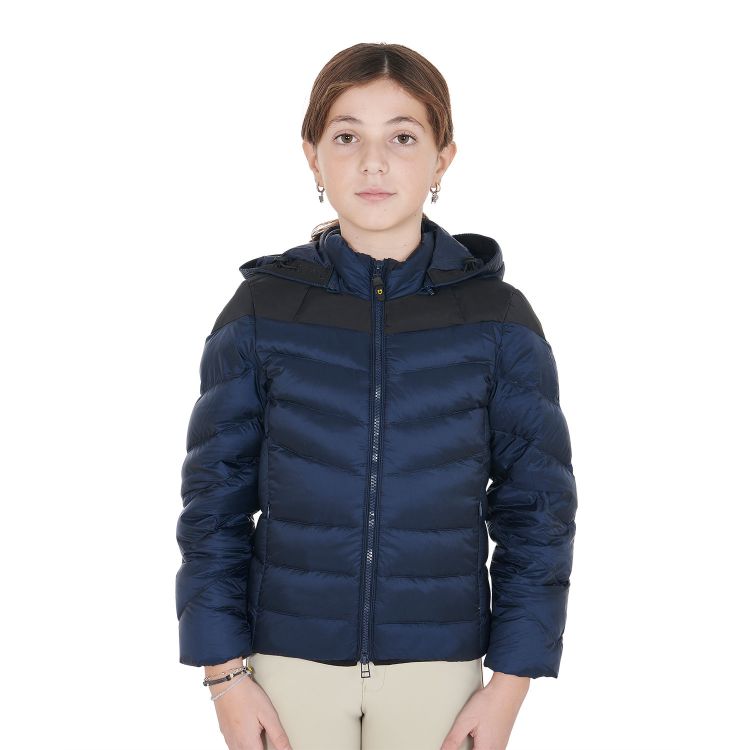 Girls' down jacket with removable hood