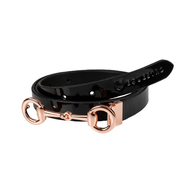 Women's glossy belt with snaffle bit buckle