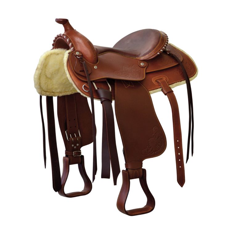 LAKOTA SADDLE WITH NABUK SEAT AND SILVER WIRE TOOLING