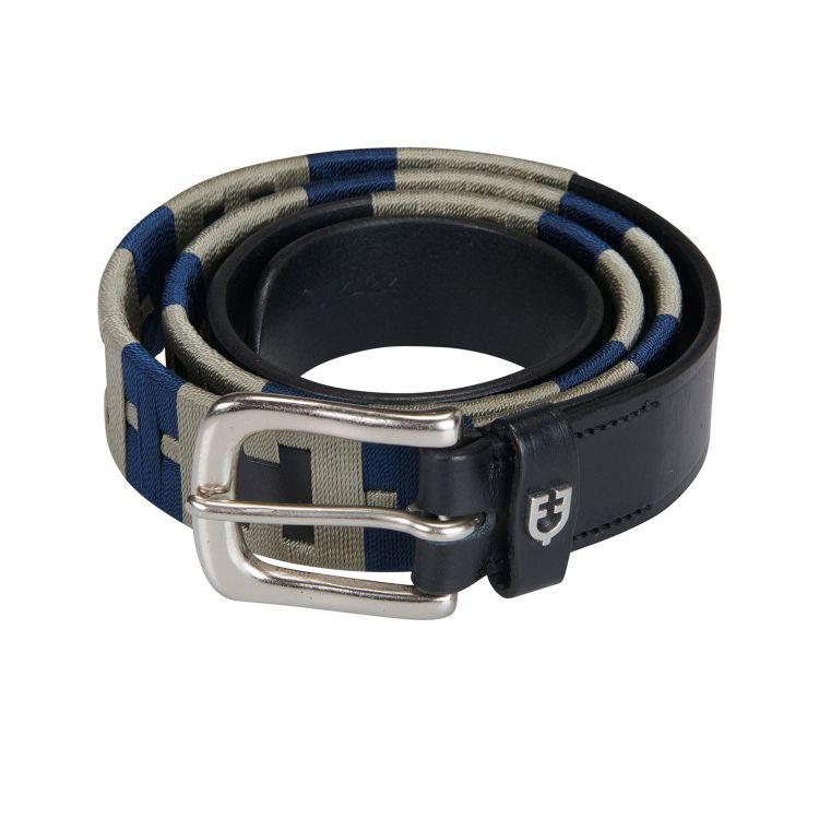 Leather belt with geometric pattern